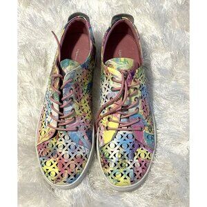 Django & Juliette Women's Pastel Tie Dye Leather Lace Up Sneakers Size 41